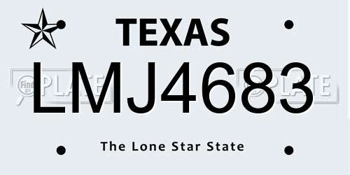 LMJ4683 Texas License Plate