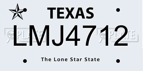 LMJ4712 Texas License Plate