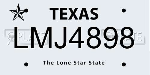 LMJ4898 Texas License Plate