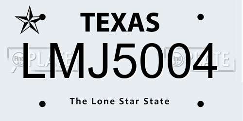 LMJ5004 Texas License Plate