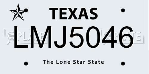 LMJ5046 Texas License Plate