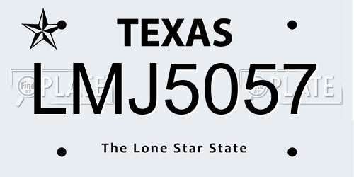 LMJ5057 Texas License Plate
