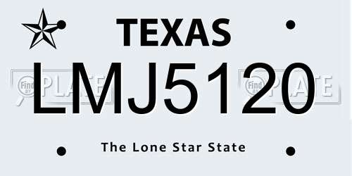 LMJ5120 Texas License Plate