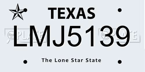 LMJ5139 Texas License Plate