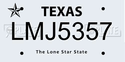 LMJ5357 Texas License Plate