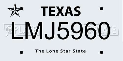 LMJ5960 Texas License Plate