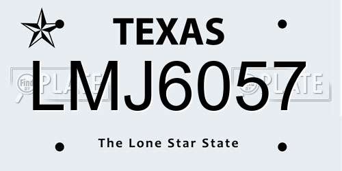 LMJ6057 Texas License Plate