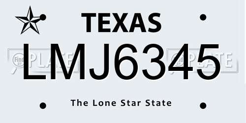 LMJ6345 Texas License Plate