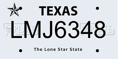 LMJ6348 Texas License Plate
