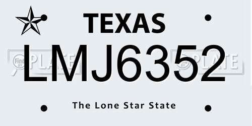LMJ6352 Texas License Plate