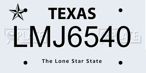 LMJ6540 Texas License Plate