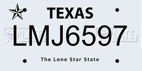LMJ6597 Texas License Plate
