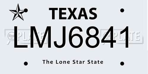 LMJ6841 Texas License Plate