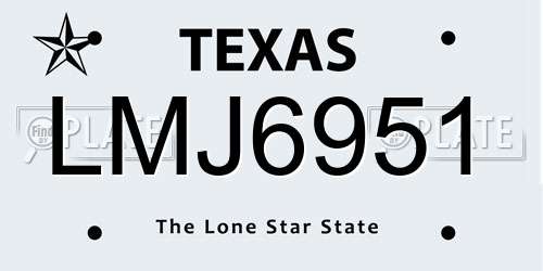 LMJ6951 Texas License Plate