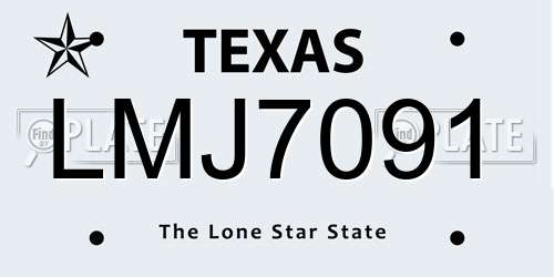 LMJ7091 Texas License Plate