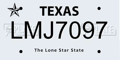 LMJ7097 Texas License Plate