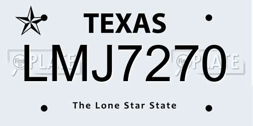 LMJ7270 Texas License Plate