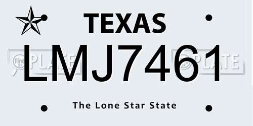 LMJ7461 Texas License Plate