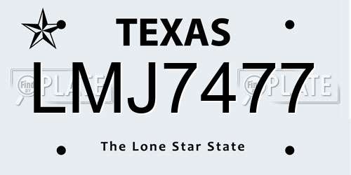 LMJ7477 Texas License Plate