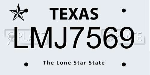 LMJ7569 Texas License Plate