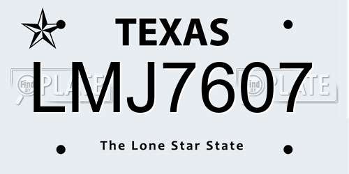 LMJ7607 Texas License Plate