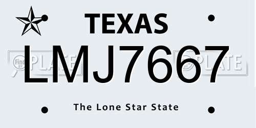 LMJ7667 Texas License Plate