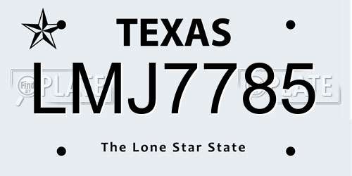 LMJ7785 Texas License Plate