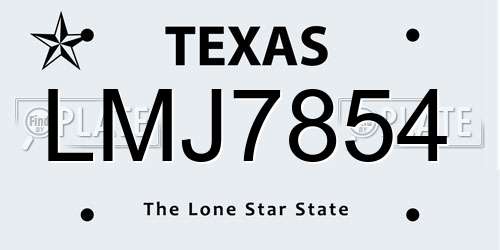 LMJ7854 Texas License Plate