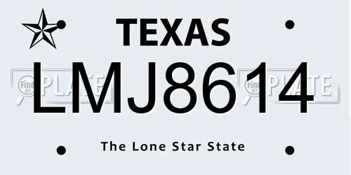 LMJ8614 Texas License Plate