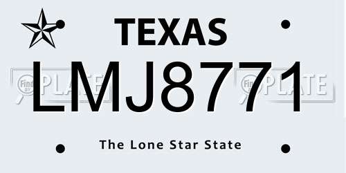 LMJ8771 Texas License Plate