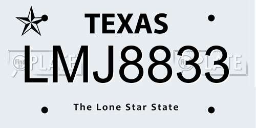 LMJ8833 Texas License Plate