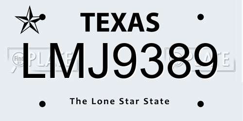 LMJ9389 Texas License Plate
