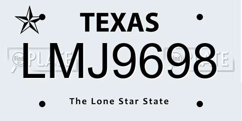 LMJ9698 Texas License Plate