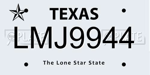 LMJ9944 Texas License Plate