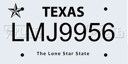 LMJ9956 Texas License Plate