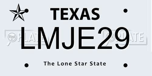 LMJE29 Texas License Plate