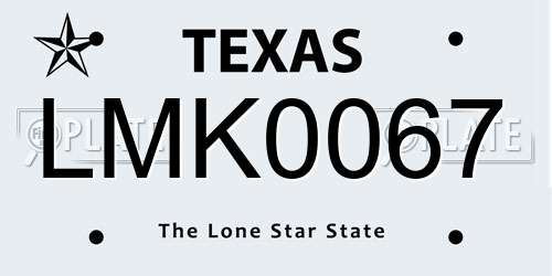 LMK0067 Texas License Plate