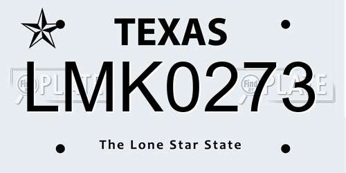 LMK0273 Texas License Plate