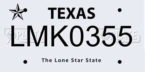LMK0355 Texas License Plate