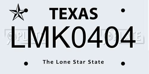 LMK0404 Texas License Plate