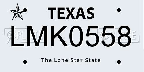 LMK0558 Texas License Plate
