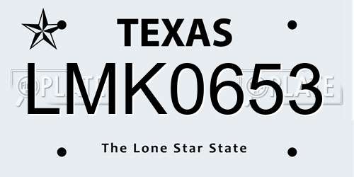 LMK0653 Texas License Plate