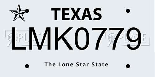 LMK0779 Texas License Plate
