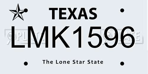 LMK1596 Texas License Plate
