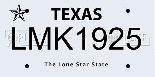 LMK1925 Texas License Plate