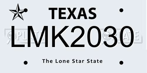 LMK2030 Texas License Plate
