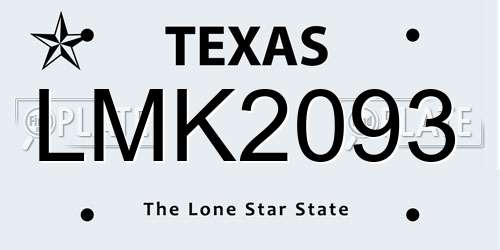 LMK2093 Texas License Plate