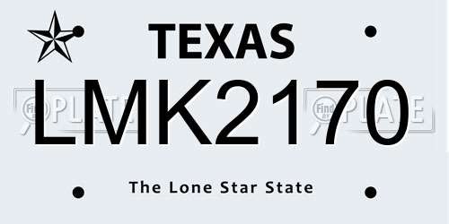 LMK2170 Texas License Plate