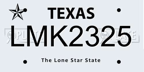 LMK2325 Texas License Plate