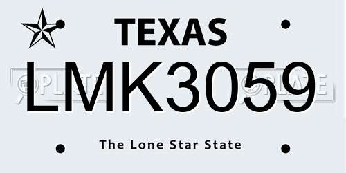 LMK3059 Texas License Plate
